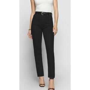 Reformation Liza Ultra High rise slim straight cropped jeans in black. Size 26.
